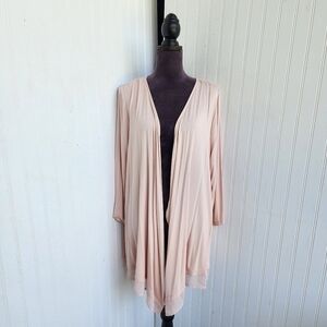 Lane Bryant Top Womens Open Front Sheer Lightweight Blush Pink Rayon 22/ 24